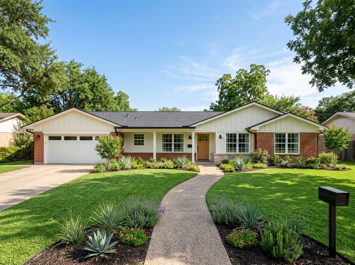 Exterior of a renovated pre-1978 Irving home after lead-safe trim replacement