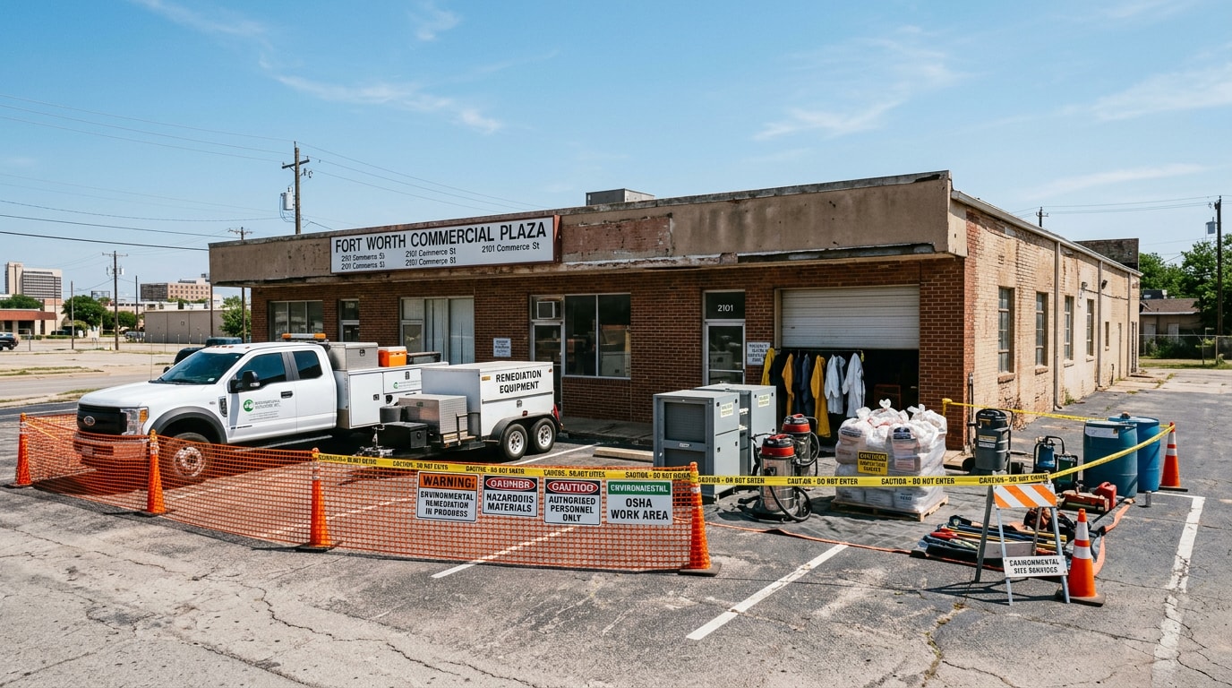 Commercial property in Fort Worth, TX set up for regulated environmental remediation work