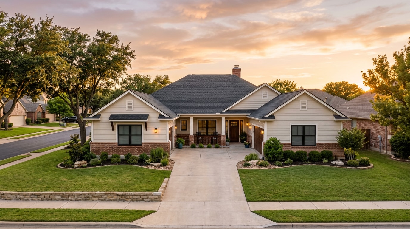 Fully restored home exterior in Arlington, TX after professional restoration work
