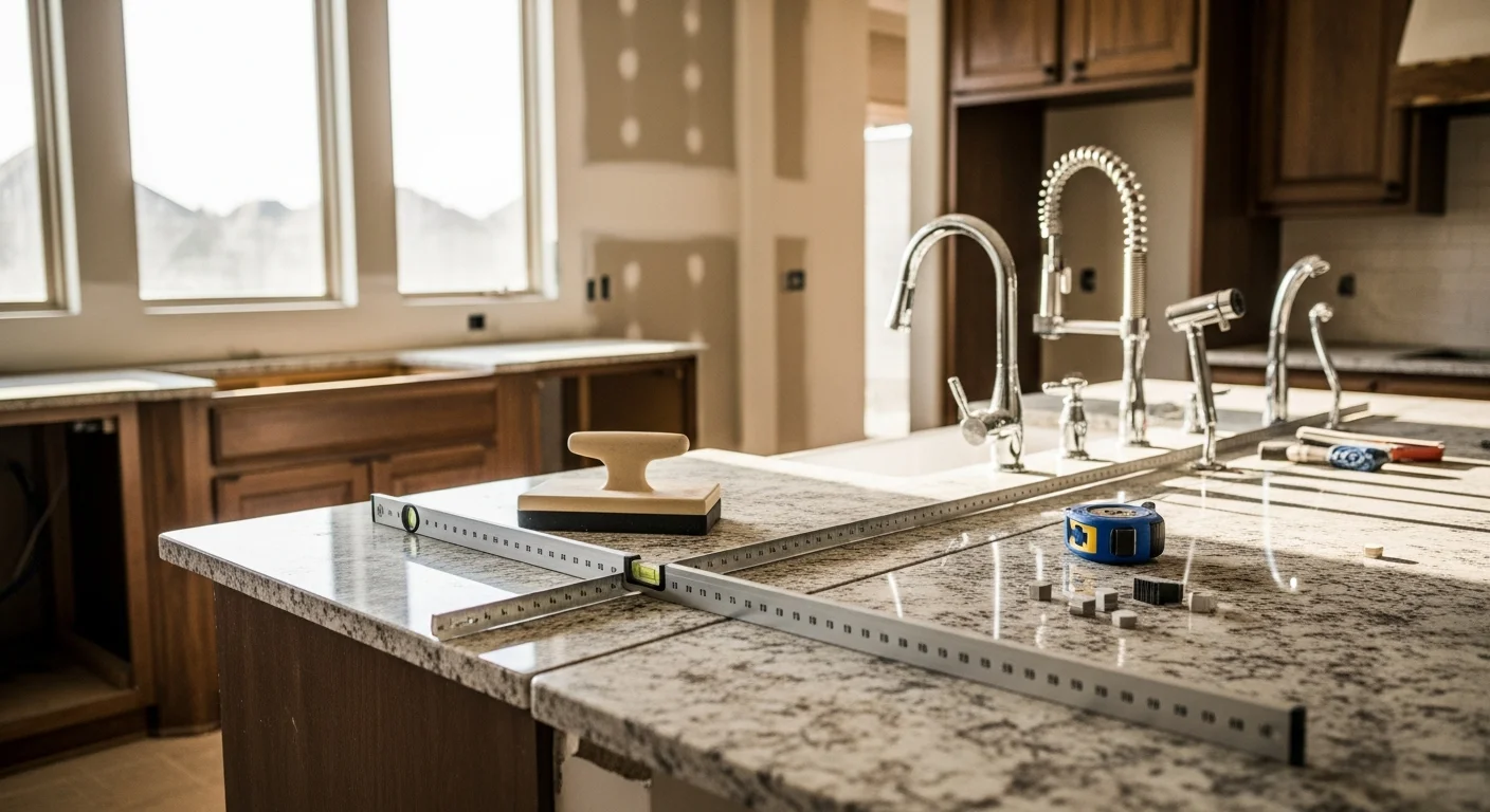 A remodeled open-concept kitchen and living area inside a Dallas-Fort Worth home, featuring updated cabinetry, new flooring, and modern lighting. The finished interior reflects a full home remodeling project completed by a general contractor serving the DFW metro.